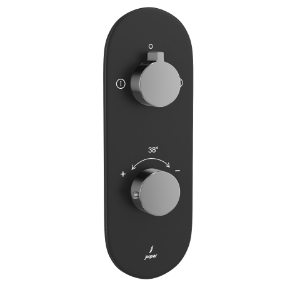 Picture of Aquamax Exposed Part Kit of Thermostatic Shower Mixer with 2-way diverter - Lever: Black Chrome | Body: Black Matt