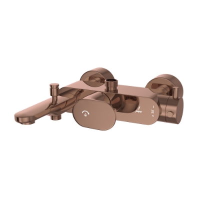 Picture of Exposed Thermostatic Bath & Shower Mixer 3-in-1  System - Blush Gold PVD
