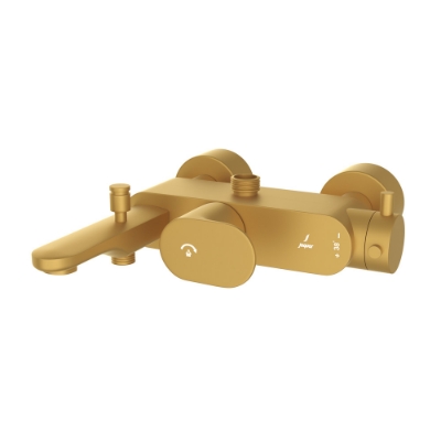 Picture of Exposed Thermostatic Bath & Shower Mixer 3-in-1  System - Gold Matt PVD