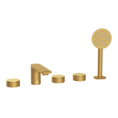 Picture of 5-Hole Bath Tub Mixer - Lever: Gold Bright PVD | Body: Gold Matt PVD