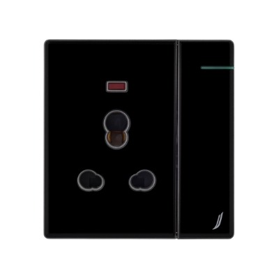 Picture of Three Pin Socket With Indicator And Big Switch - Black