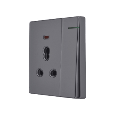 Picture of Three Pin Socket With Indicator And Big Switch - Grey