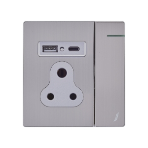 Picture of Three Pin Socket With Indicator And Big Switch And One USB And One Type-C