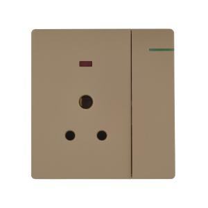 Picture of Three Pin Socket With Indicator And Big Switch - Gold