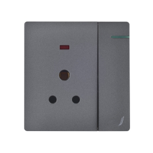 Picture of Three Pin Socket With Indicator And Big Switch - Grey