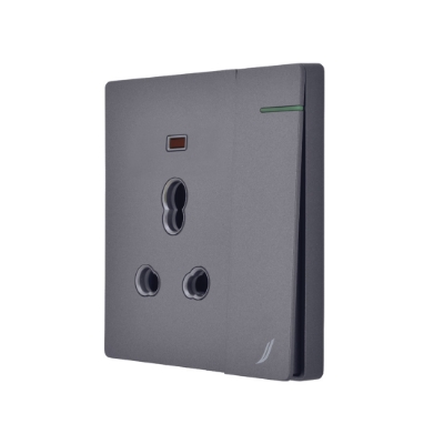 Picture of Three Pin Socket With Indicator And Big Switch - Grey