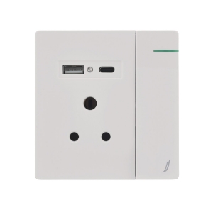 Picture of Three Pin Socket With Indicator And Big Switch And One Usb And One Type-C - White