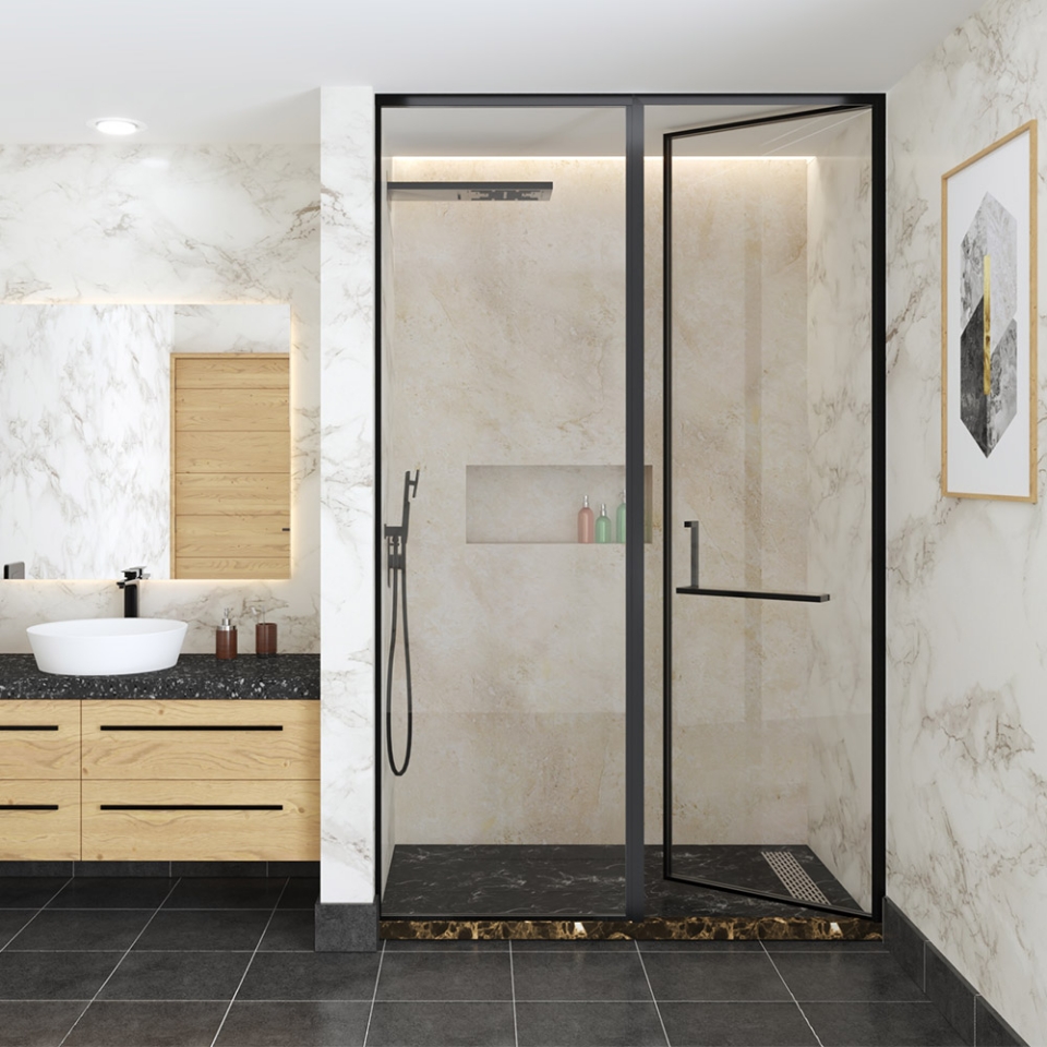 Picture of Beta Wall To Wall Shower Enclosure With 1 Fixed Glass