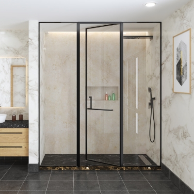 Picture of Beta Wall To Wall Shower Enclosure With 2 Fixed Glass