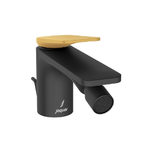 Picture of Single Lever 1-Hole Bidet Mixer with Popup Waste System - Lever: Gold Matt PVD | Body: Black Matt