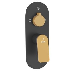 Picture of Aquamax Exposed Part Kit of Single Lever Shower Mixer with 3-way diverter -  Lever: Gold Matt PVD | Body: Black Matt